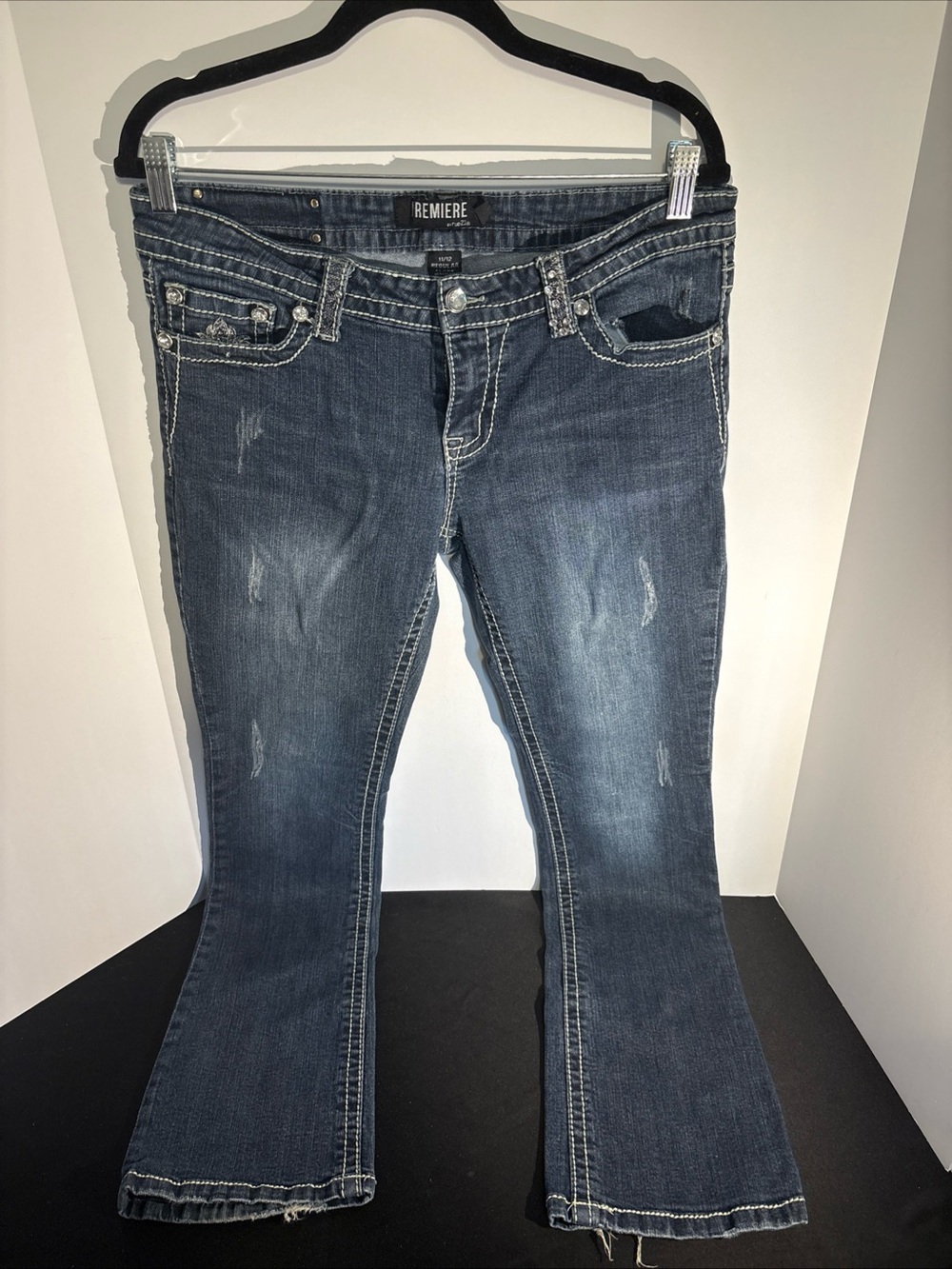 Rue21 Distressed Dark Blue Bootcut Jeans